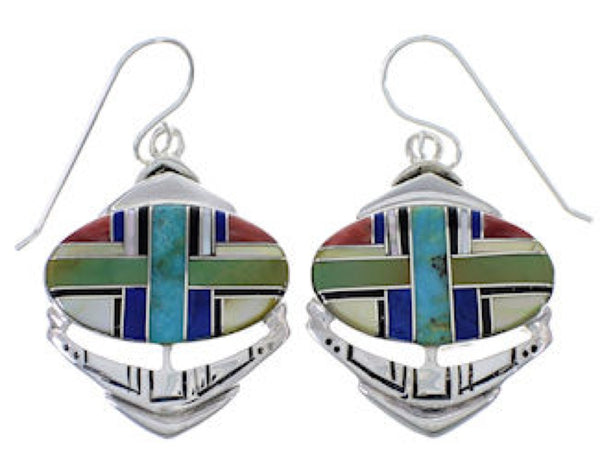 Southwest Multicolor Inlay And Sterling Silver Earrings PX32789